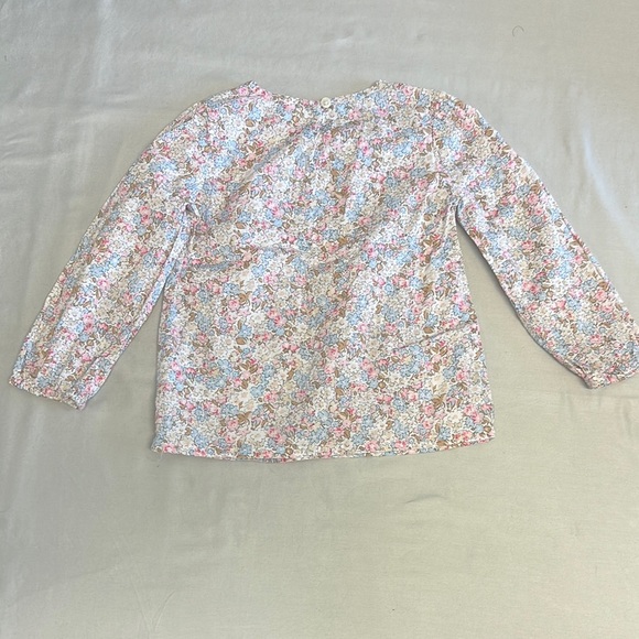 OshKosh B'gosh Pink and Blue Blouse with Romantic Puff Sleeves - Picture 3 of 4